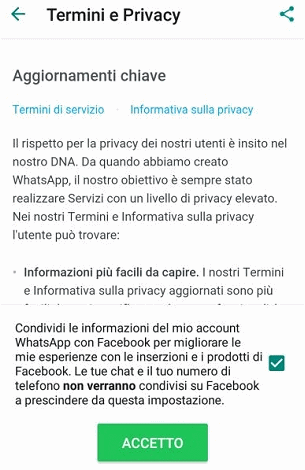 Evitare la condivisione dei dati da parte di WhatsApp