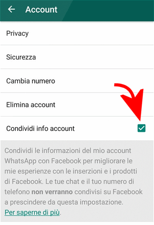 Evitare la condivisione dei dati da parte di WhatsApp