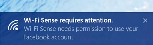 Il sensore Wi-Fi di Windows 10 chiede l'accesso a Facebook?