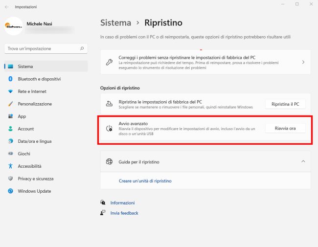 Windows 11: come aprire le opzioni del menu di avvio avanzato