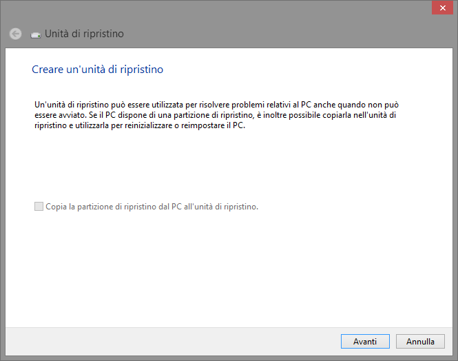 Disco di ripristino Windows 8.1, come crearlo e come usarlo