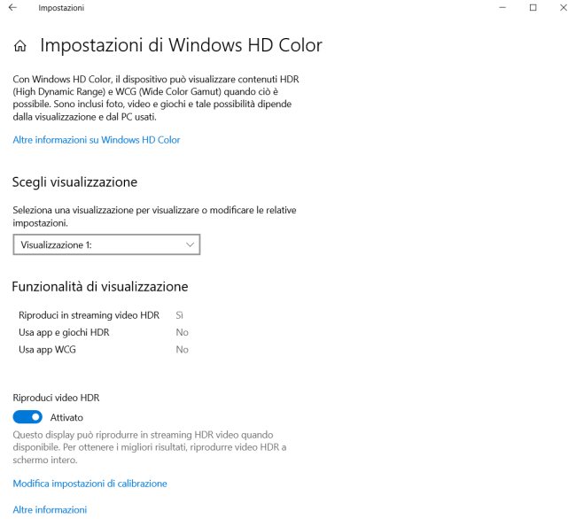 Supporto HDR e Wide Color Gamut in Windows 10: come attivarlo