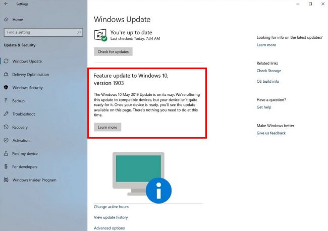 Windows 10 indica quando non è possibile installare l'ultimo aggiornamento