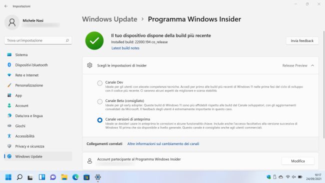 Come passare subito alla versione finale di Windows 11 uscendo dal programma Windows Insider