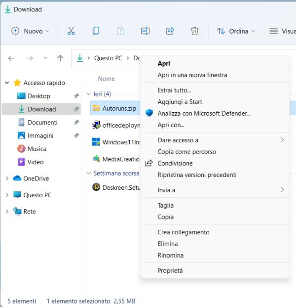 Come ripristinare il menu contestuale classico in Windows 11