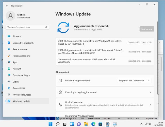 Windows 11: il primo aggiornamento cumulativo, che arriva anche sui PC non supportati
