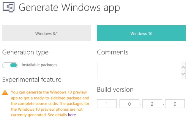 Sviluppare app per Windows 10 e 8.1 con App Studio