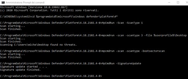 Windows Defender da riga di comando: come si usa