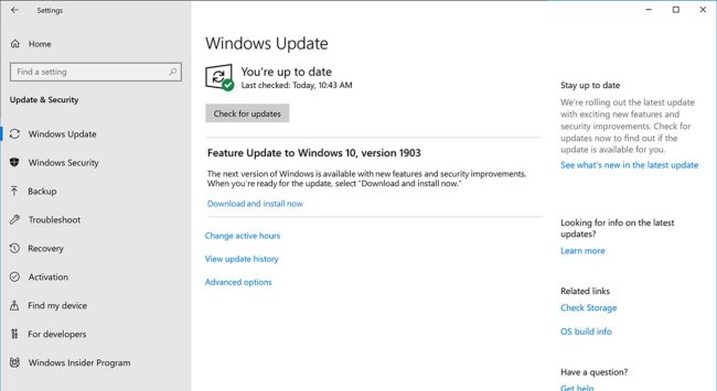 Windows 10 Aggiornamento di maggio 2019: niente più update automatici