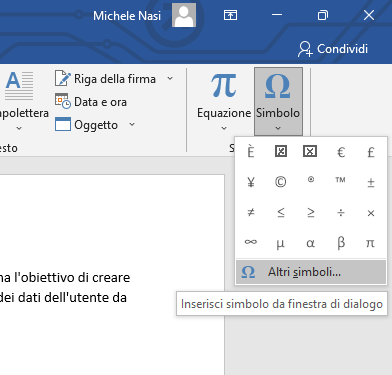Microsoft Word: mantenere testo sulla stessa riga con i caratteri speciali