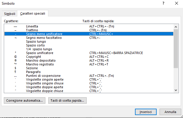 Microsoft Word: mantenere testo sulla stessa riga con i caratteri speciali